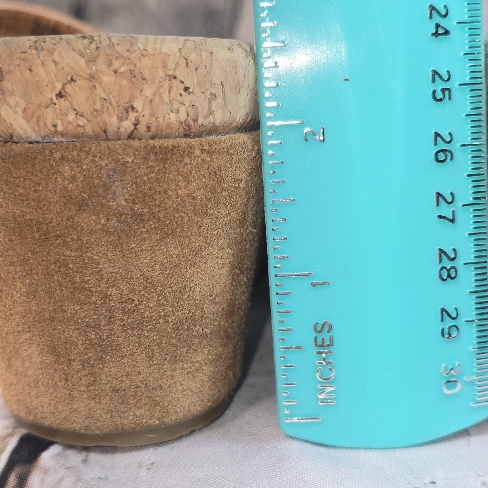 UGG LILAH WEDGE SLIDE SANDAL IN CHESTNUT BROWN SUEDE HEEL WOMENS 9.5 - Picture 7 of 10